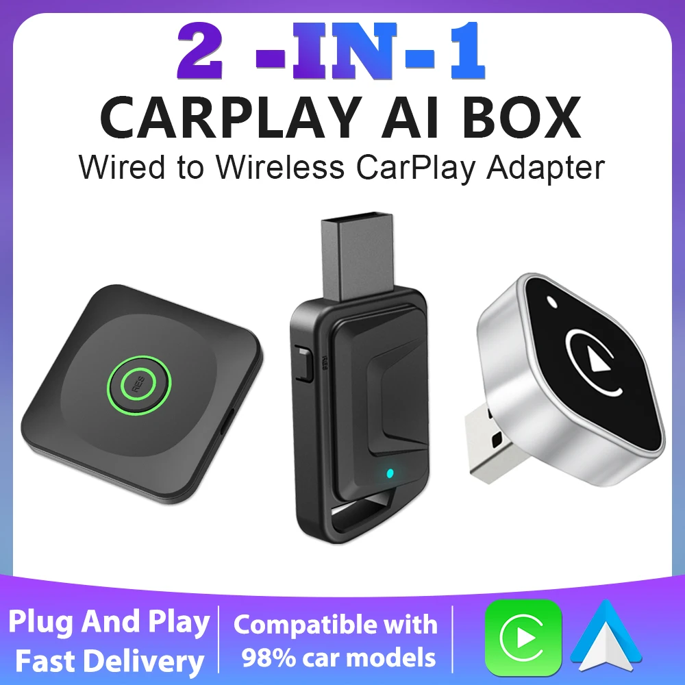 Wireless CarPlay Wireless Android Auto Adapter 2in1 AI Smart Box Car Intelligent Systems For Car With Wired CarPlay
Wireless CarPlay Wireless Android Auto Adapter 2in1 AI Smart Box Car Intelligent Systems For Car With Wired CarPlay