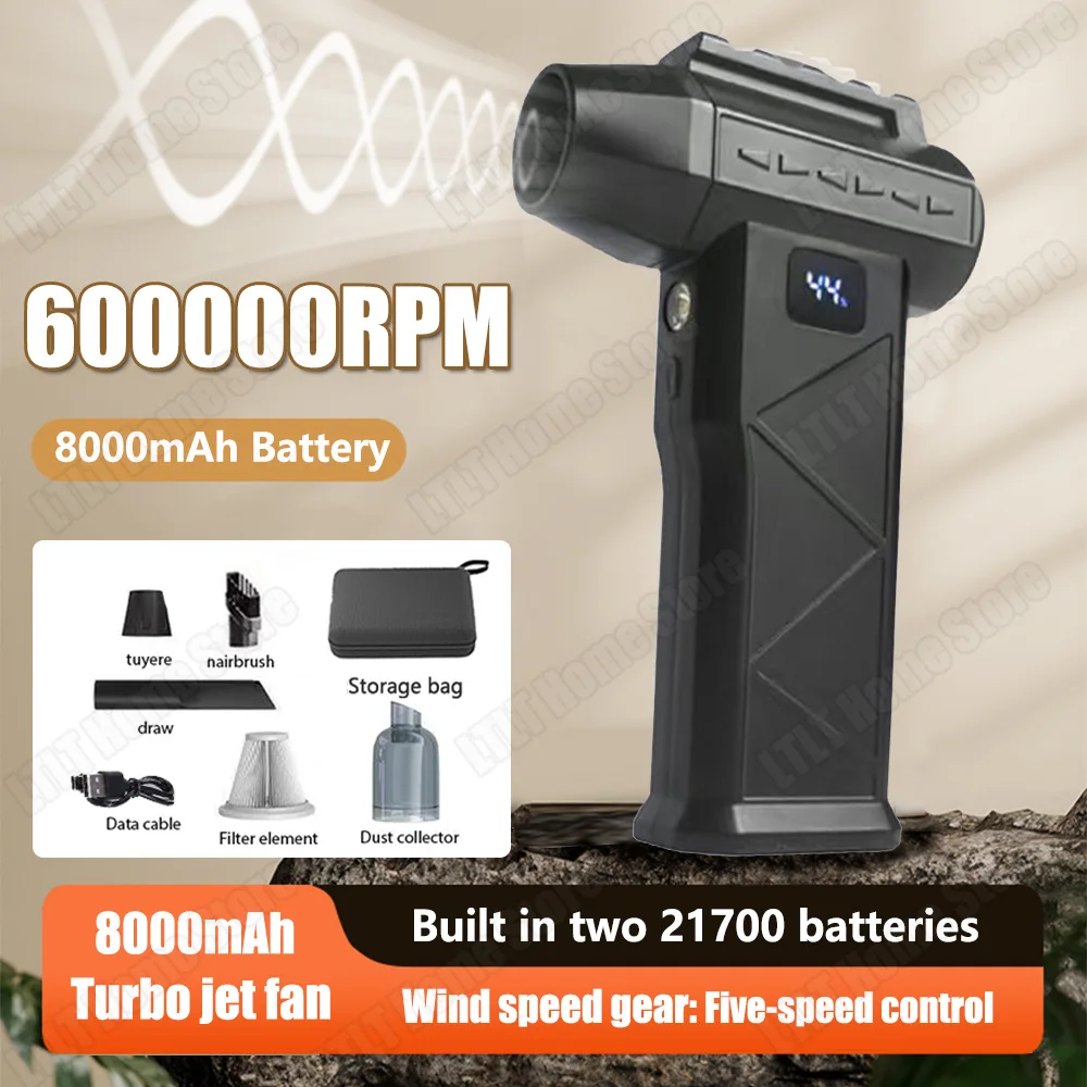 600000RPM 5 Speed Mini Turbo Violent Fan Industrial Duct Fan Wireless Blower Super Power Air Blower Jet Gun Battery Replaceable
600000RPM 5 Speed Mini Turbo Violent Fan Industrial Duct Fan Wireless Blower Super Power Air Blower Jet Gun Battery Replaceable
