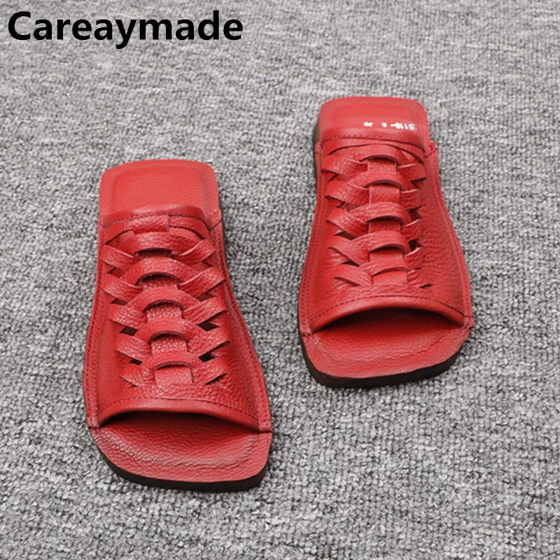 Careaymade-Retro Weave Open Toe Flat Slippers Women Luxury Summer Beach Slippers Luxury Red Genuine Leather Hollow Out Slides
Careaymade-Retro Weave Open Toe Flat Slippers Women Luxury Summer Beach Slippers Luxury Red Genuine Leather Hollow Out Slides