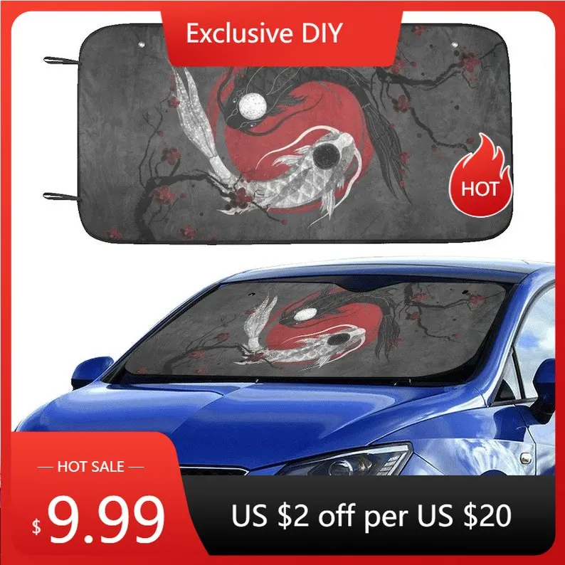 Japanese Koi fish Car sunshade for windshield, Japan Red sun Window Sun Blocker, Anime Carp fish car accessories Auto Decor Scre
Japanese Koi fish Car sunshade for windshield, Japan Red sun Window Sun Blocker, Anime Carp fish car accessories Auto Decor Scre