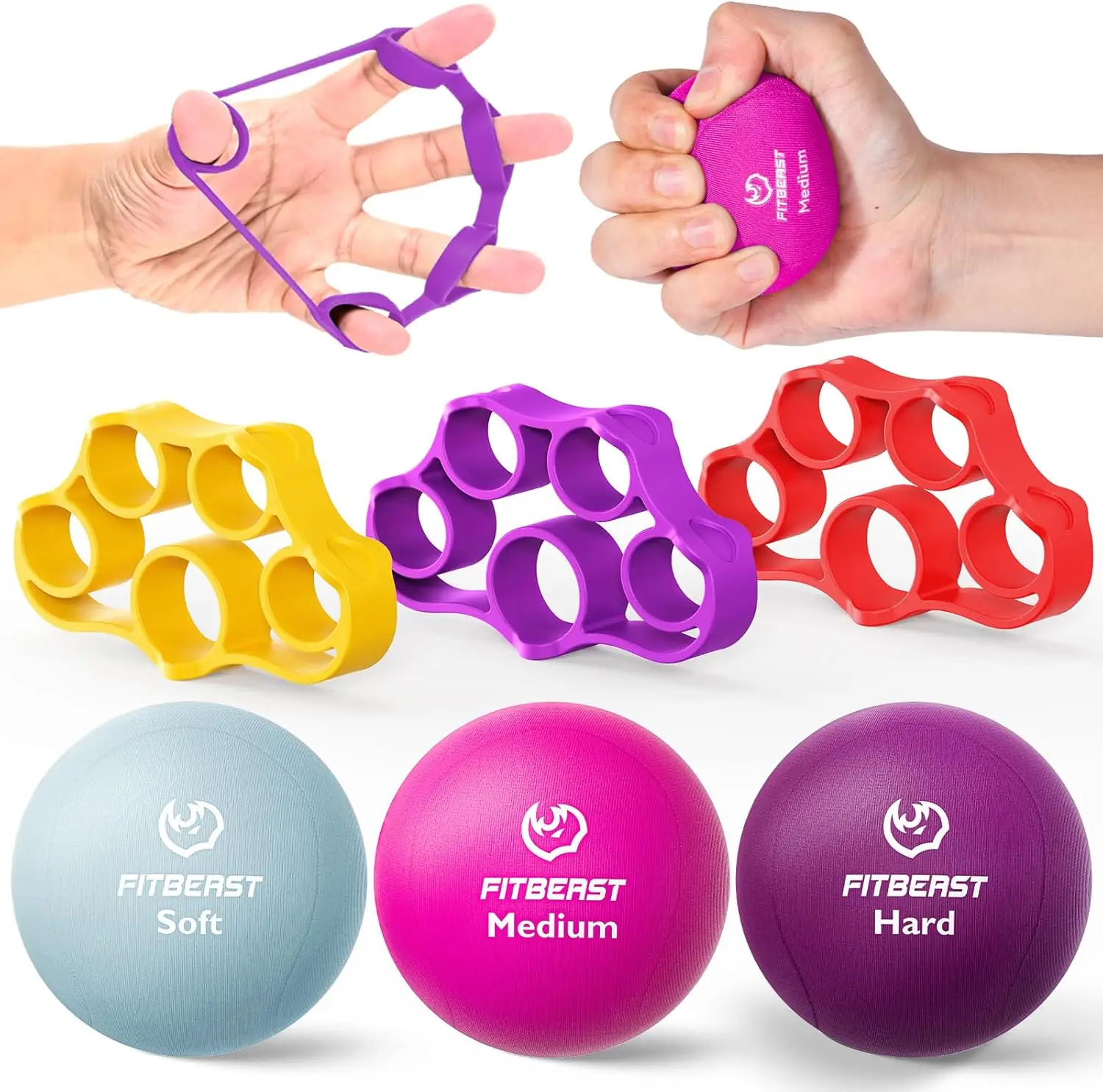 Grip Strength Trainer 6-Piece Hand Therapy Kit with Finger Exerciser & Stress Balls for Adults, Rehab & Strength Training for
Grip Strength Trainer 6-Piece Hand Therapy Kit with Finger Exerciser & Stress Balls for Adults, Rehab & Strength Training for