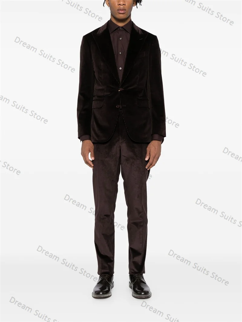 Brown Velvet Men Suits Set 2 Piece Blazer+Pant Customized Formal Office Jacket Prom Dress Business Fall Wedding Tuxedo Male Coat
Brown Velvet Men Suits Set 2 Piece Blazer+Pant Customized Formal Office Jacket Prom Dress Business Fall Wedding Tuxedo Male Coat