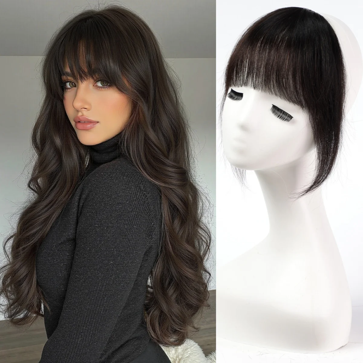 Black 100% Human Hair Bangs for Women Upgraded Clip in Air Wispy Fringe with Sideburns Blunt Cut Hairpiece Extensions for Daily
Black 100% Human Hair Bangs for Women Upgraded Clip in Air Wispy Fringe with Sideburns Blunt Cut Hairpiece Extensions for Daily
