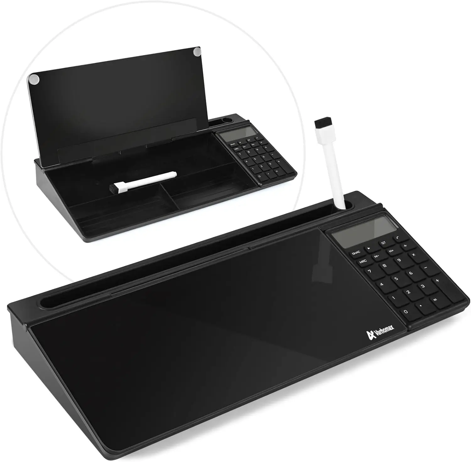 Glass Whiteboard Desk Organizer with Calculator, Storage for Home Office School Supplies
Glass Whiteboard Desk Organizer with Calculator, Storage for Home Office School Supplies