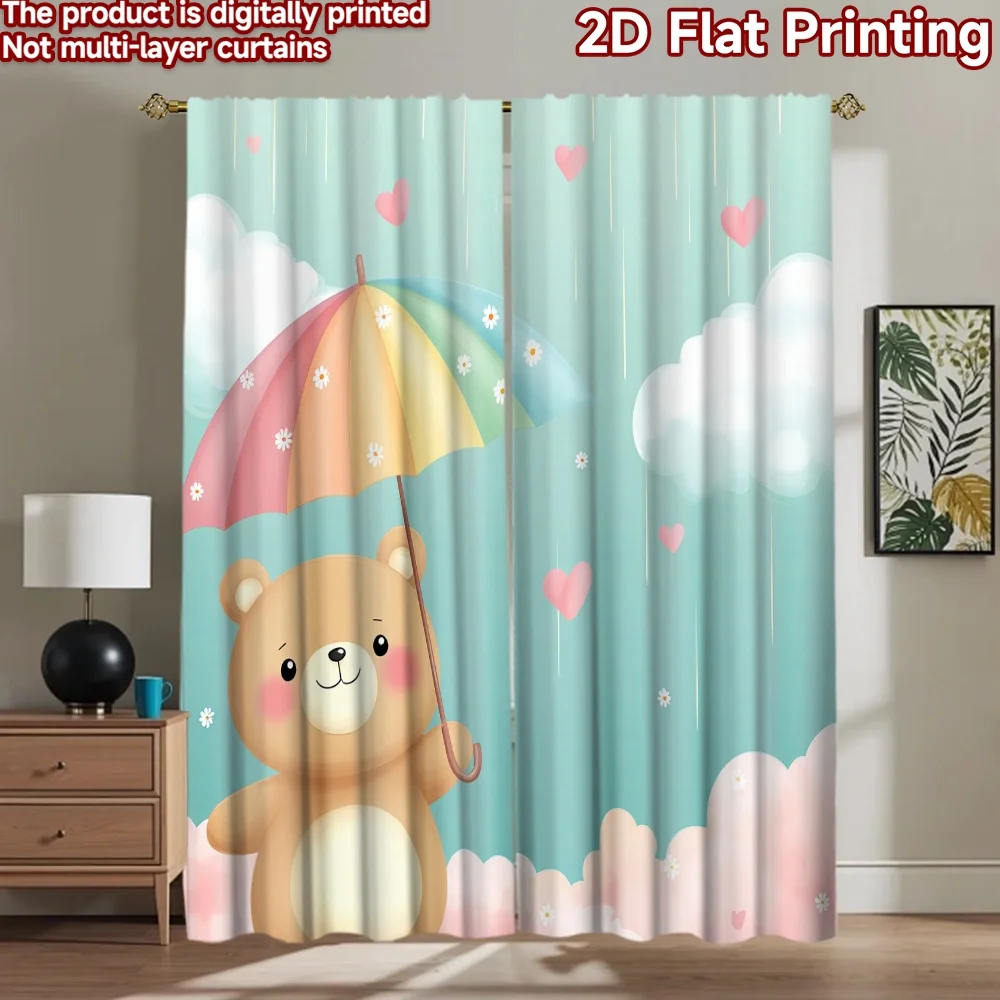 2D flat printing 2pcs Party Curtain Cute bear umbrella rainbow rain Digital Printed Polyester Drapes Festive Holiday Use for
2D flat printing 2pcs Party Curtain Cute bear umbrella rainbow rain Digital Printed Polyester Drapes Festive Holiday Use for