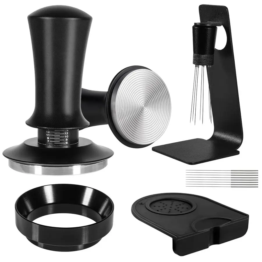Accessories Kit 58mm, Coffee Tamper with Spring Loaded Calibration, 316 Stainless WDT Tool with Magnetic Stand and Dosing Funnel
Accessories Kit 58mm, Coffee Tamper with Spring Loaded Calibration, 316 Stainless WDT Tool with Magnetic Stand and Dosing Funnel