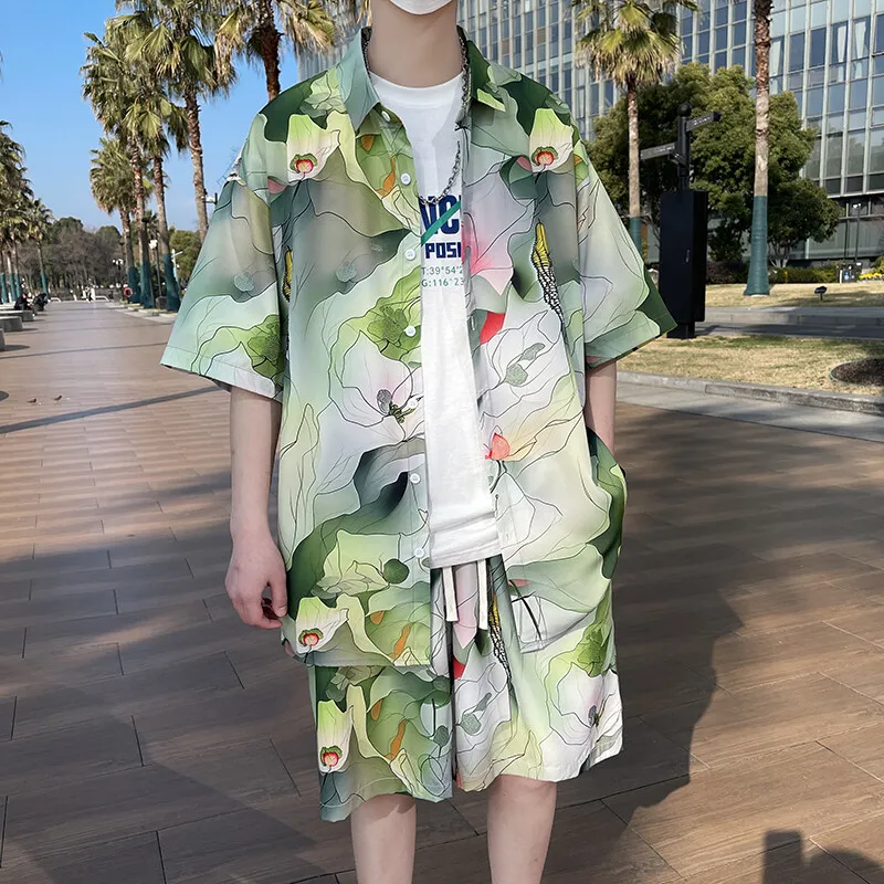 M-XXXXXL Plus Size Men's Summer Tropical Leaf Print Short Sleeve Shirt & Shorts Matching Set - Breathable Beach Vacation Outfit
M-XXXXXL Plus Size Men's Summer Tropical Leaf Print Short Sleeve Shirt & Shorts Matching Set - Breathable Beach Vacation Outfit