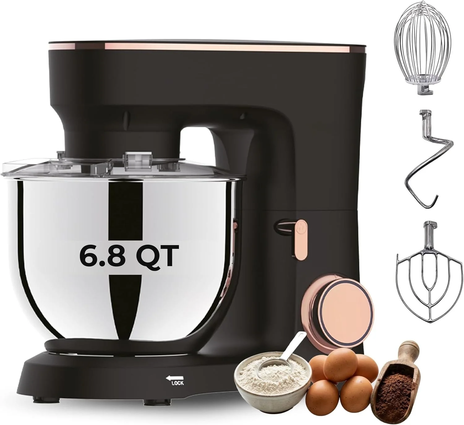 Black Electric Stand Mixer 6.8 Quart Qt, 660W, 6-Speed Adjustable, Stainless Steel Planetary, Portable,
Black Electric Stand Mixer 6.8 Quart Qt, 660W, 6-Speed Adjustable, Stainless Steel Planetary, Portable,