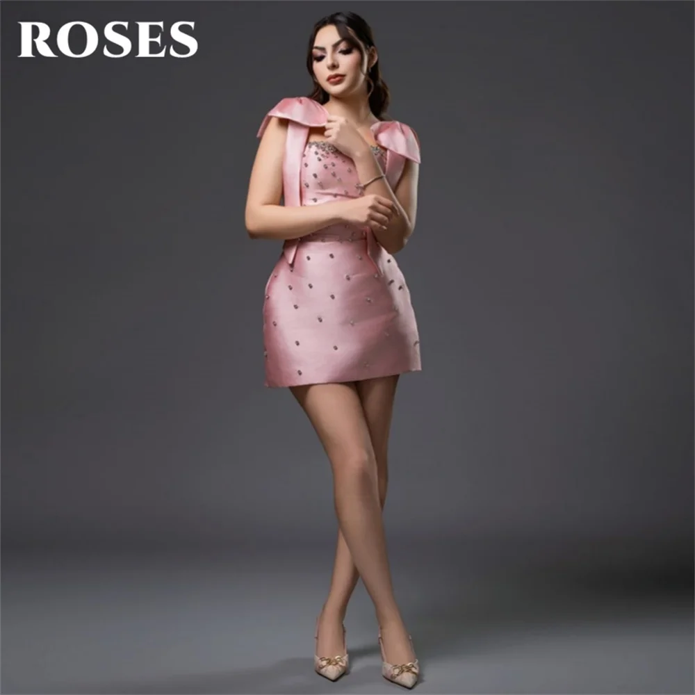 ROSES Pink Mermaid Evening Dress Sleeveless Bodycon Mini Party Dress with Ruffled Shoulder and Crystal Prom DressesCustomized
ROSES Pink Mermaid Evening Dress Sleeveless Bodycon Mini Party Dress with Ruffled Shoulder and Crystal Prom DressesCustomized