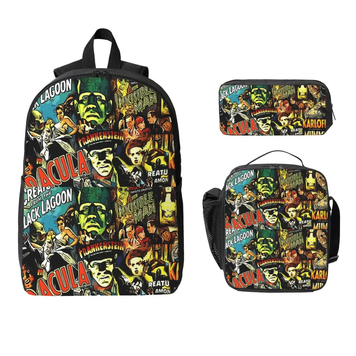 Ужасный культовый универсальный рюкзак с фильмами монстров для мальчиков и девочек, сумка для книг, школьная сумка, сумки на плечо, 3 шт., изолированная сумка для обеда, пенал
Ужасный культовый универсальный рюкзак с фильмами монстров для мальчиков и девочек, сумка для книг, школьная сумка, сумки на плечо, 3 шт., изолированная сумка для обеда, пенал