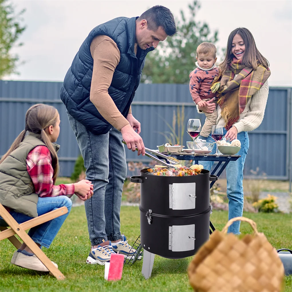 Vertical Steel Charcoal Smoker, Heavy Duty Double Layer Round BBQ Grill for Outdoor Cooking, Black
Vertical Steel Charcoal Smoker, Heavy Duty Double Layer Round BBQ Grill for Outdoor Cooking, Black