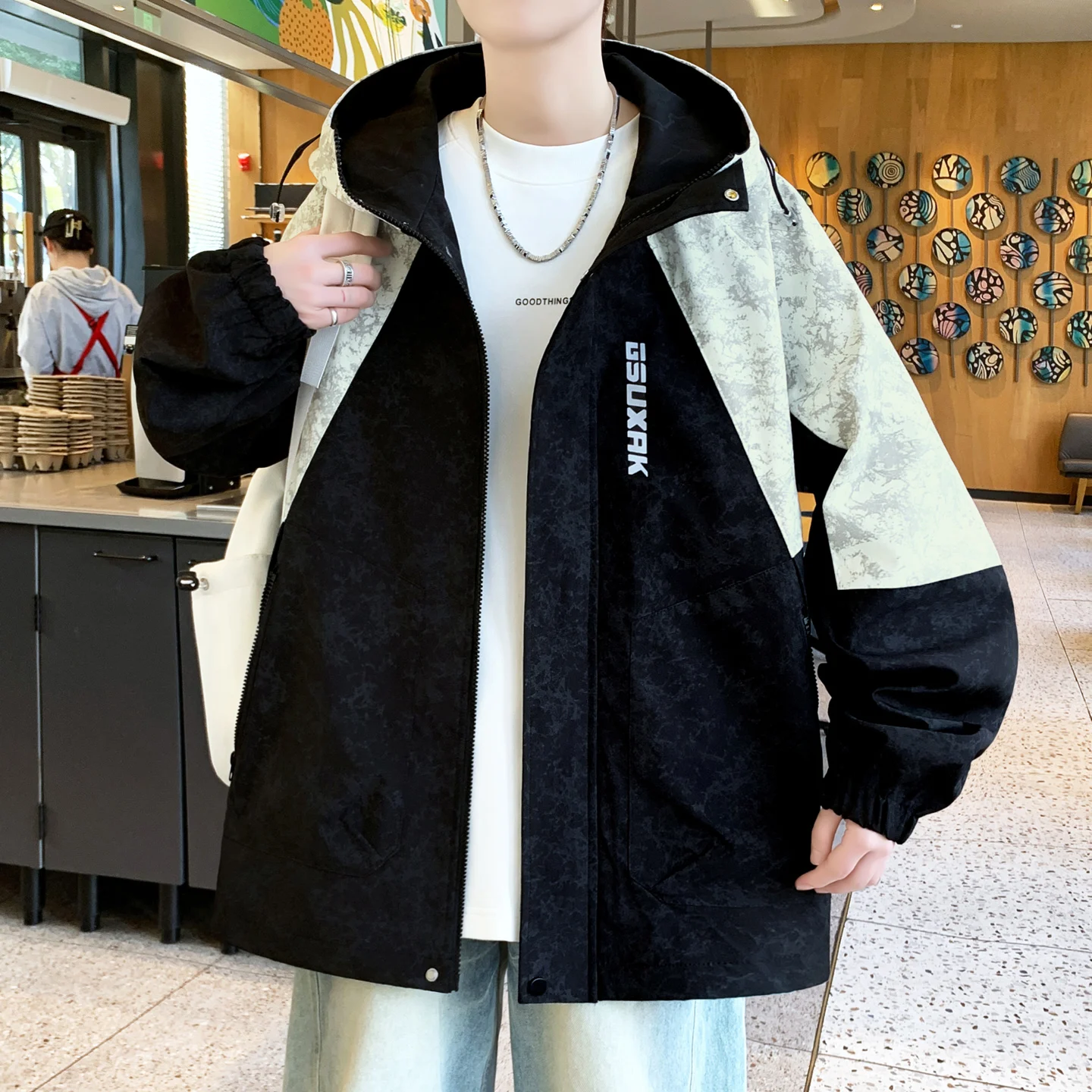 Casual Men's Hooded Jaet Spring Autumn New Sle Youth Faion Loose Versatile Outerwear Polyester Fabric Long Sve Zipper
Casual Men's Hooded Jaet Spring Autumn New Sle Youth Faion Loose Versatile Outerwear Polyester Fabric Long Sve Zipper