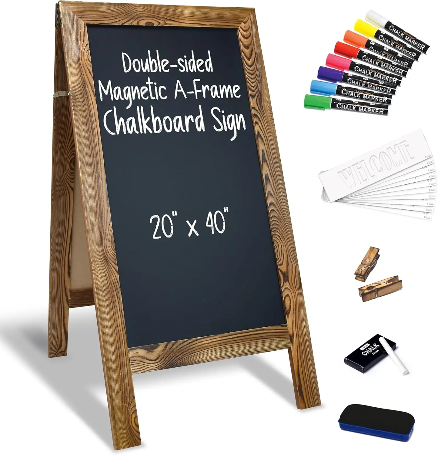 Extra Large Magnetic A-Frame Chalkboard Sign, Standing Easel with Multiple Accessories for Outdoor Sidewalk Sandwich Board
Extra Large Magnetic A-Frame Chalkboard Sign, Standing Easel with Multiple Accessories for Outdoor Sidewalk Sandwich Board