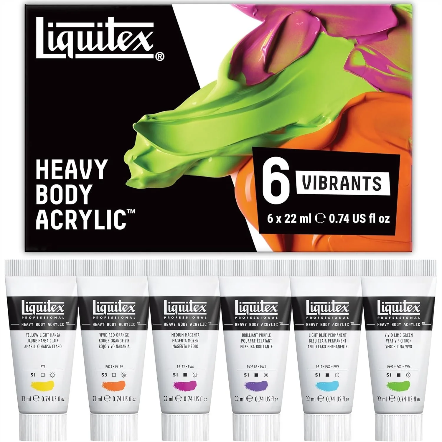 Heavy Body Acrylic Paint Set, 6 x 22ml Tubes, Vibrant Colors for Canvas Art and Mixed Media
Heavy Body Acrylic Paint Set, 6 x 22ml Tubes, Vibrant Colors for Canvas Art and Mixed Media