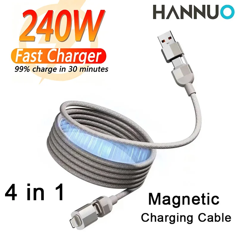 HANNUO 240W Magnetic Cable 4-in-1 USB C To Type C Fast Charger for iPhone Xiaomi USB A To C Data Charging Wire MacBook Samsung
HANNUO 240W Magnetic Cable 4-in-1 USB C To Type C Fast Charger for iPhone Xiaomi USB A To C Data Charging Wire MacBook Samsung