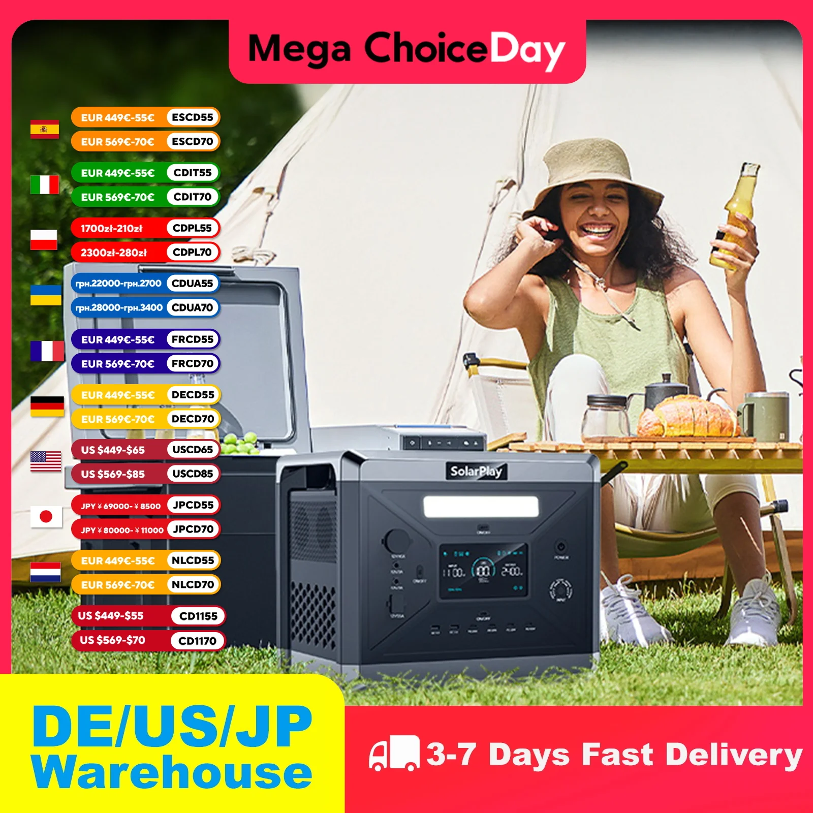 SOLARPLAY Portable 2400W Powerstation Q2501 Foldable Flexible 200W Mobile Solar Panel Charger for Accessories Camper Outdoor
SOLARPLAY Portable 2400W Powerstation Q2501 Foldable Flexible 200W Mobile Solar Panel Charger for Accessories Camper Outdoor