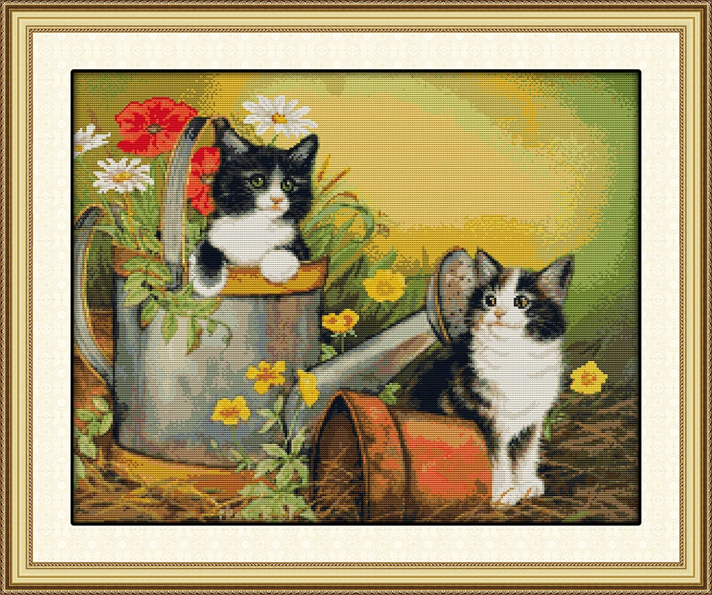 Two kittens cross-stitch living room bedroom hanging picture, 11CT/14CT hand-embroidered
Two kittens cross-stitch living room bedroom hanging picture, 11CT/14CT hand-embroidered