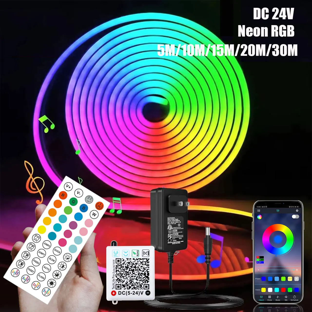 Rgb Neon Led Light Strip Dc24V Outdoor Waterproof 5M 30M 10/15/20 Meters Neon Led Tape Bluetooth App Smart Neon Led Bar Ribbon
Rgb Neon Led Light Strip Dc24V Outdoor Waterproof 5M 30M 10/15/20 Meters Neon Led Tape Bluetooth App Smart Neon Led Bar Ribbon