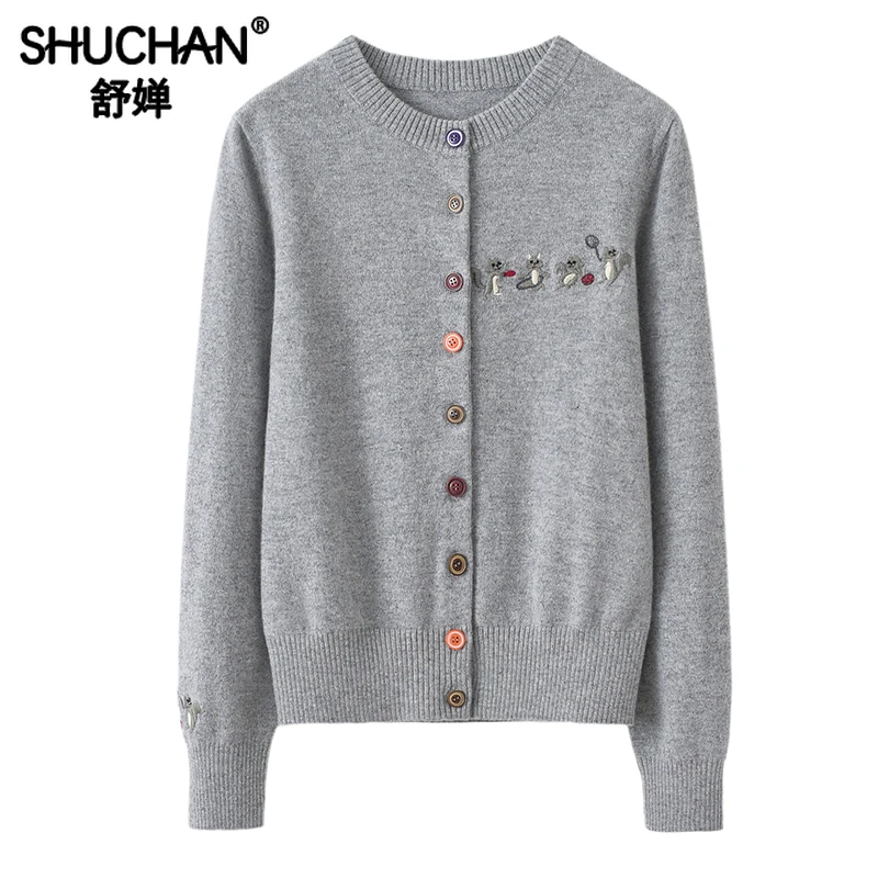 Embroidery Animal New 2023 Autumn Winter Warm 100% Cashmere Casual Single Breasted Cardigan Feminino Sweaters for Women
Embroidery Animal New 2023 Autumn Winter Warm 100% Cashmere Casual Single Breasted Cardigan Feminino Sweaters for Women
