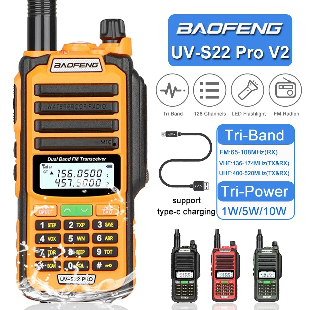 Baofeng UV S22 PRO V2 IP68 Walkie Talkie Waterproof Dual Band 136-174/400-520MHz Ham Radio Upgraded Of UV9R Pro 50KM Range 2024
Baofeng UV S22 PRO V2 IP68 Walkie Talkie Waterproof Dual Band 136-174/400-520MHz Ham Radio Upgraded Of UV9R Pro 50KM Range 2024
