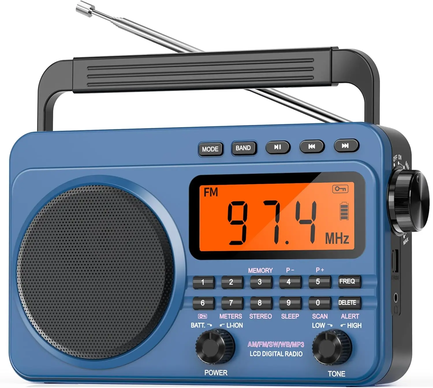 Цифровое AM/FM/коротковолновое радио, оповещение о погоде NOAA, перезаряжаемая батарея 4000 мАч, большой динамик и MP3-плеер
Цифровое AM/FM/коротковолновое радио, оповещение о погоде NOAA, перезаряжаемая батарея 4000 мАч, большой динамик и MP3-плеер
