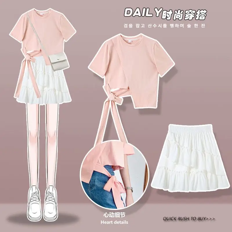 2025 Summer Korean Version Sweet Short-sleeved T-shirt Ruffled Skirt Two-piece Set Student Girl
2025 Summer Korean Version Sweet Short-sleeved T-shirt Ruffled Skirt Two-piece Set Student Girl