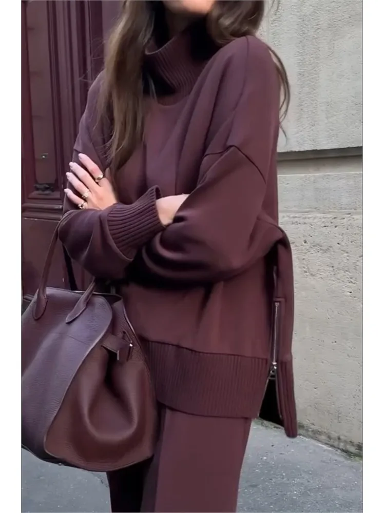 Women Autumn 2 Piece Set Casual Simple Solid Long Sleeve Turtleneck Pullover Top Loose Wide Legs Pants Sets 2026 Lady Outfit
Women Autumn 2 Piece Set Casual Simple Solid Long Sleeve Turtleneck Pullover Top Loose Wide Legs Pants Sets 2026 Lady Outfit