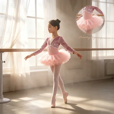 Girls' Cherry Blossom Pink Long-sleeve Velvet Dance Leotard, Professional Dance Wear for Kids, Practice & Training Outfit
Girls' Cherry Blossom Pink Long-sleeve Velvet Dance Leotard, Professional Dance Wear for Kids, Practice & Training Outfit