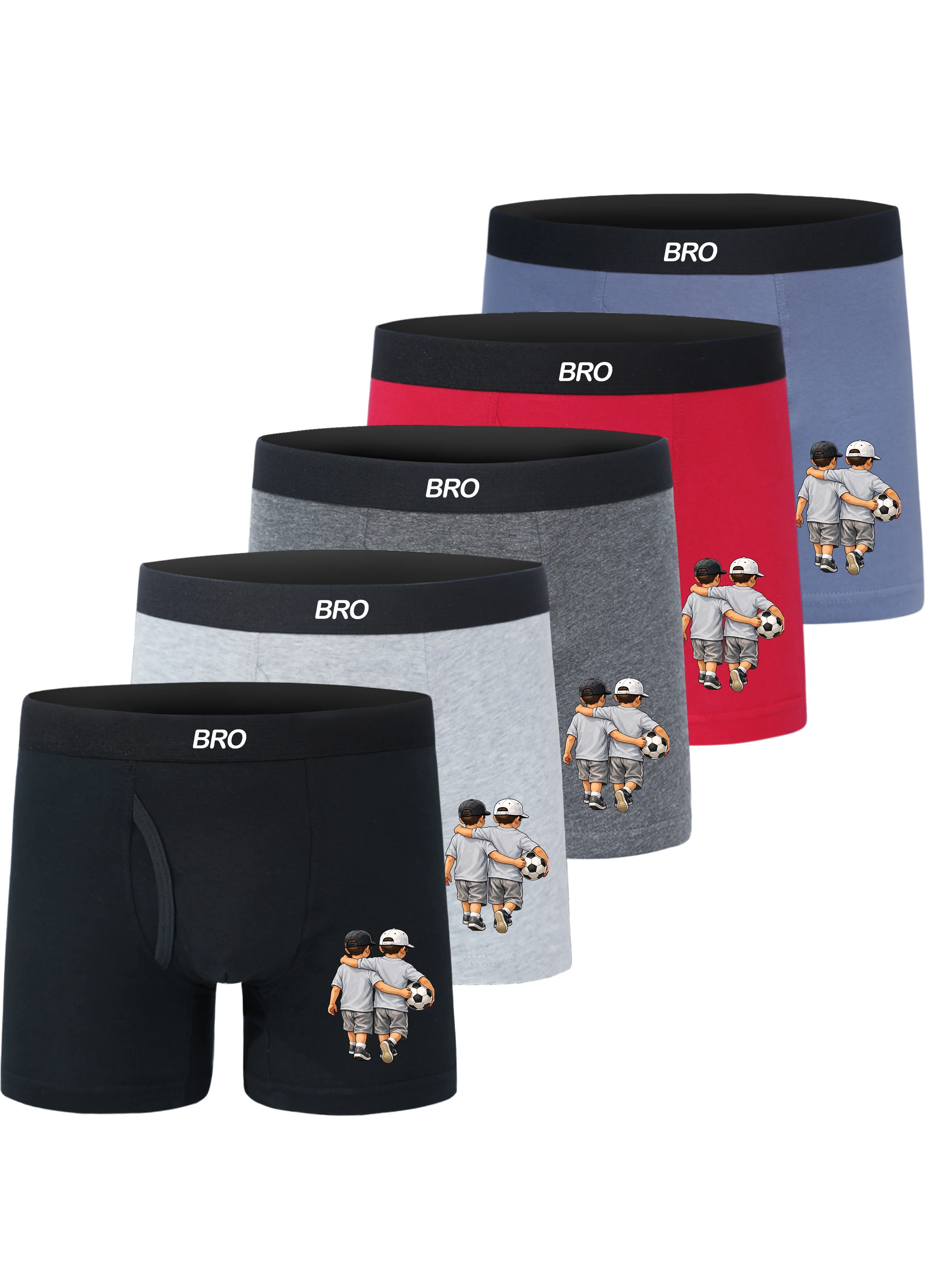 5PCS Boy's Black BRO Print Boxer Briefs Summer Breathable Underwear with Elastic Waist for Kids Daily Comfort
5PCS Boy's Black BRO Print Boxer Briefs Summer Breathable Underwear with Elastic Waist for Kids Daily Comfort