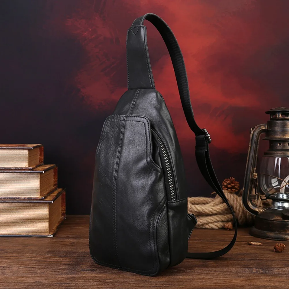Real leather high-end men's crossbody backpack in black, simple and lightweight, suitable for travel, single-shoulder bag
Real leather high-end men's crossbody backpack in black, simple and lightweight, suitable for travel, single-shoulder bag
