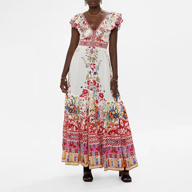Artistic Retro Print Tie Design Long Dress 2025 New Flutter Sleeve High Waist Long Dress Women
Artistic Retro Print Tie Design Long Dress 2025 New Flutter Sleeve High Waist Long Dress Women