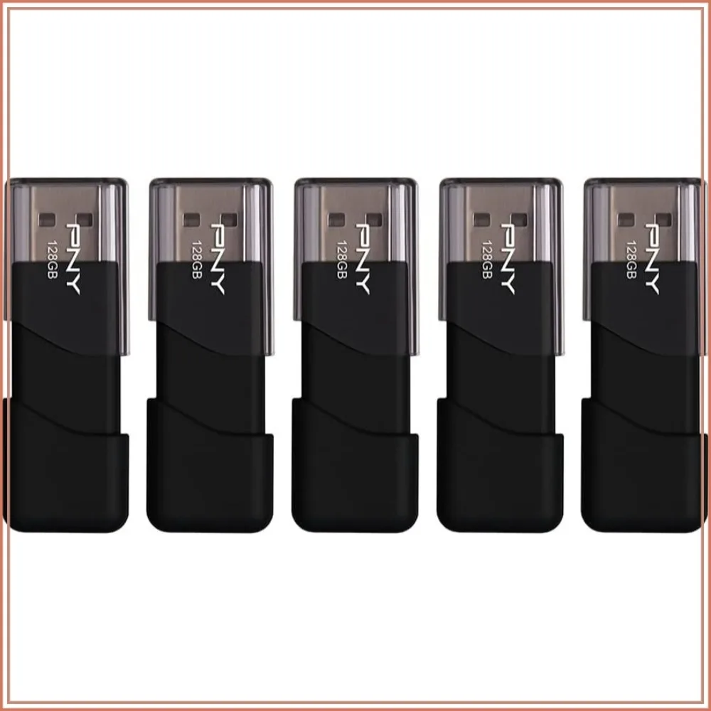 128GB USB 2.0 Flash Drive, 5-Pack, Black, Sliding Collar Design, Keychain Loop
128GB USB 2.0 Flash Drive, 5-Pack, Black, Sliding Collar Design, Keychain Loop
