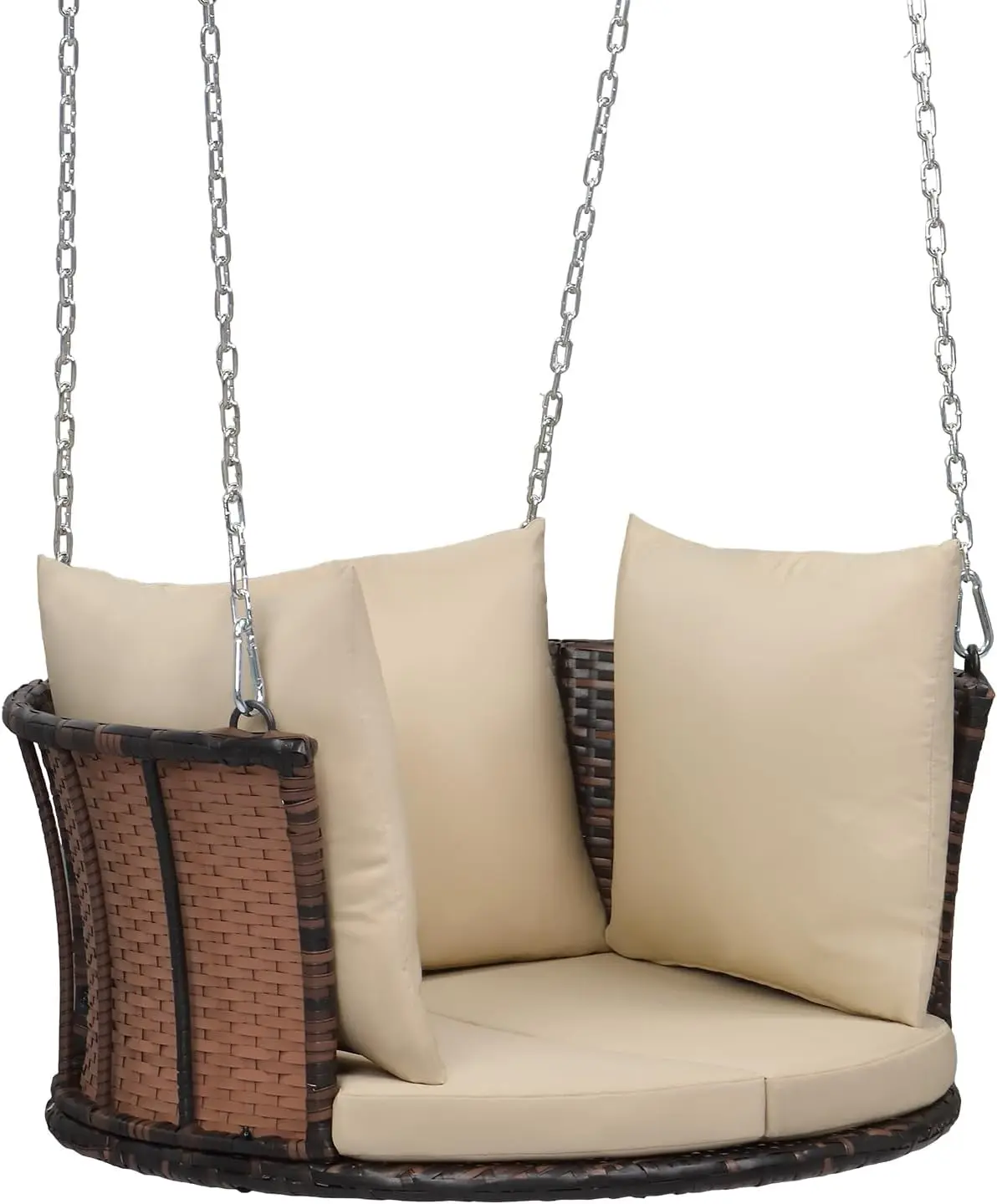 2.4 FT 1-Person Use Round Rattan Porch Swing Outdoor Support 440 LBS with Cushions & Adjustable Chains
2.4 FT 1-Person Use Round Rattan Porch Swing Outdoor Support 440 LBS with Cushions & Adjustable Chains
