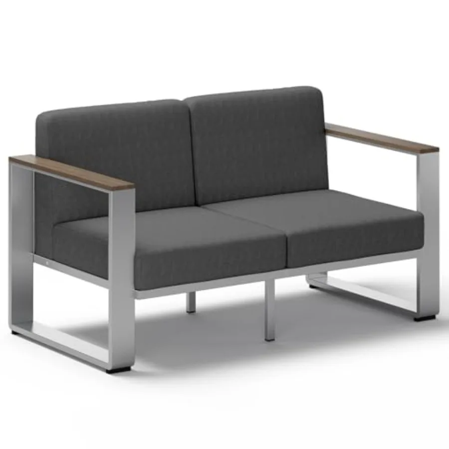Outdoor Aluminum Loveseat Modern Patio Furniture with Wide Seat and Thick Cushions in Gray All-Weather Oversized Couch for Deck
Outdoor Aluminum Loveseat Modern Patio Furniture with Wide Seat and Thick Cushions in Gray All-Weather Oversized Couch for Deck