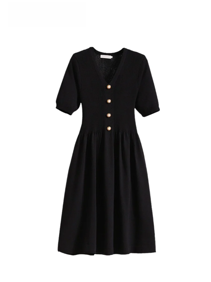 plus Size Knitted V-Neck Dress Pearl Button Slimming Long Summer Dress for Women Korean Style Commute Fashion A-Line Skirt
plus Size Knitted V-Neck Dress Pearl Button Slimming Long Summer Dress for Women Korean Style Commute Fashion A-Line Skirt