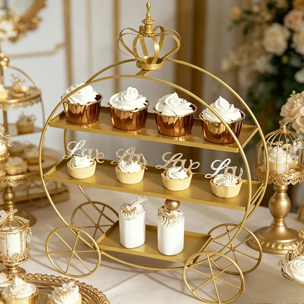Elegant Gold White 3-Tier Pumpkin Carriage Treat Holder Crown Top Dessert Stand for Wedding Baby Shower Tea Party
Elegant Gold White 3-Tier Pumpkin Carriage Treat Holder Crown Top Dessert Stand for Wedding Baby Shower Tea Party