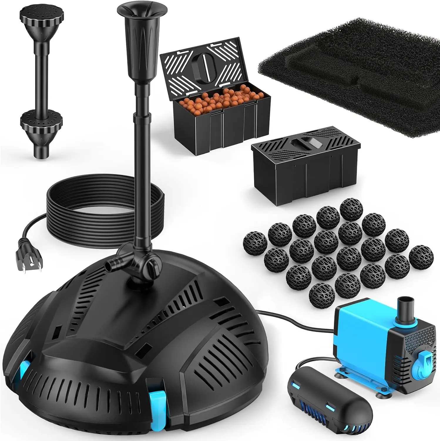Pond Filter with Pump Fountain Kits Built-in UV Clarifier, 660GPH/40W Pond Filters for Outdoor Ponds
Pond Filter with Pump Fountain Kits Built-in UV Clarifier, 660GPH/40W Pond Filters for Outdoor Ponds