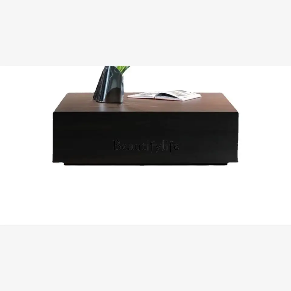 Italian minimalist living room household smoked solid wood coffee table square tea table
Italian minimalist living room household smoked solid wood coffee table square tea table