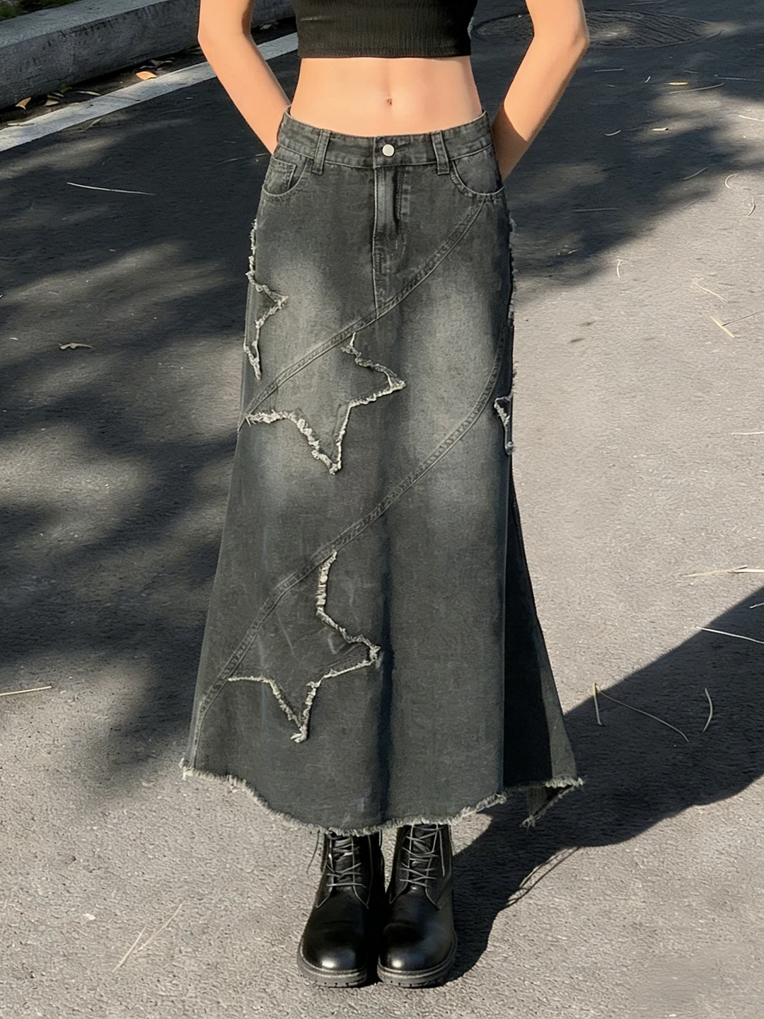 WEEKEEP Street Y2K Low Waist Versatile Slimming Fish Tail Denim Skirt Torn Washed Patchwork Cotton Polyester Blend
WEEKEEP Street Y2K Low Waist Versatile Slimming Fish Tail Denim Skirt Torn Washed Patchwork Cotton Polyester Blend