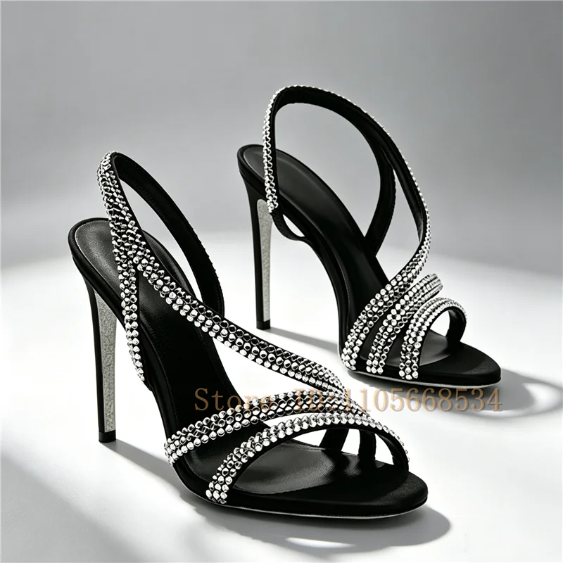 Luxury Ladies Rhinestone Slingback Heeled Sandals Designer New Open Toe Stiletto Slip On Sandals for Wedding Party Dress Shoes
Luxury Ladies Rhinestone Slingback Heeled Sandals Designer New Open Toe Stiletto Slip On Sandals for Wedding Party Dress Shoes