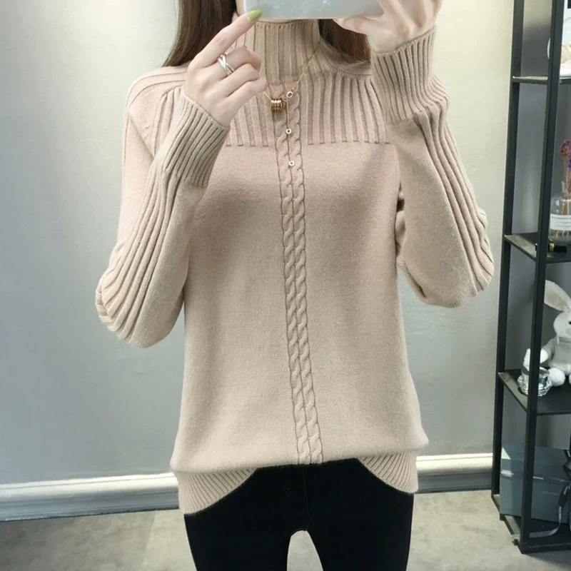 Women's Raglan Sleeve Knitted Sweater Autumn Winter New Korean Loose Half Turtleneck Sweater Female Base Shirt Pullover Clothing
Women's Raglan Sleeve Knitted Sweater Autumn Winter New Korean Loose Half Turtleneck Sweater Female Base Shirt Pullover Clothing