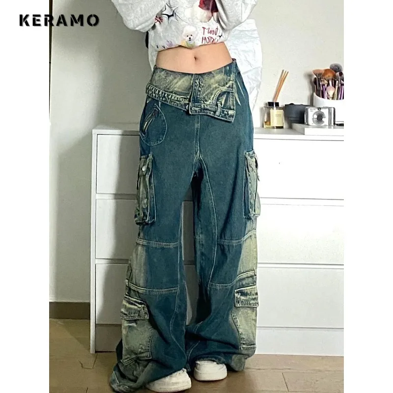 American Retro Contrast Color Oversized Jeans For Women Casual Baggy Pocket Y2K Pants Wide Leg Grunge Pockets Denim Trouser
American Retro Contrast Color Oversized Jeans For Women Casual Baggy Pocket Y2K Pants Wide Leg Grunge Pockets Denim Trouser