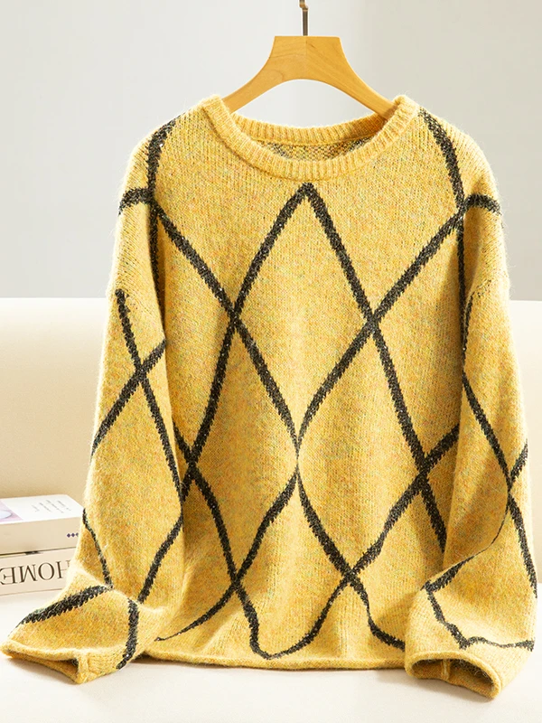 Свободный длинный винт с желтым ромбовидным узором, круглый трикотаж Ne, женский модный топ для похудения, универсальный, новое поступление
Свободный длинный винт с желтым ромбовидным узором, круглый трикотаж Ne, женский модный топ для похудения, универсальный, новое поступление