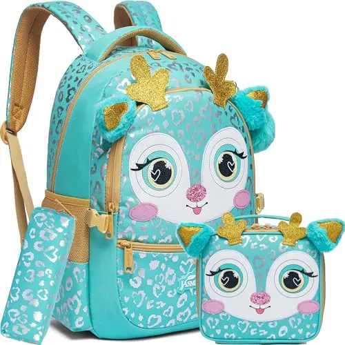 3-Piece Cute Animal Girls Backpack Set School Bag with Lunch Box & Pencil Case, Adorable Cartoon Print Lightweight
3-Piece Cute Animal Girls Backpack Set School Bag with Lunch Box & Pencil Case, Adorable Cartoon Print Lightweight