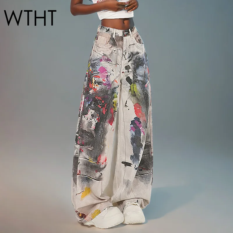 WTHT New Trendy Women's Irregular Graffiti Wide Leg Jeans 2025 Summer Fashion High Waist Straight Denim Pants Female 1LS2086
WTHT New Trendy Women's Irregular Graffiti Wide Leg Jeans 2025 Summer Fashion High Waist Straight Denim Pants Female 1LS2086