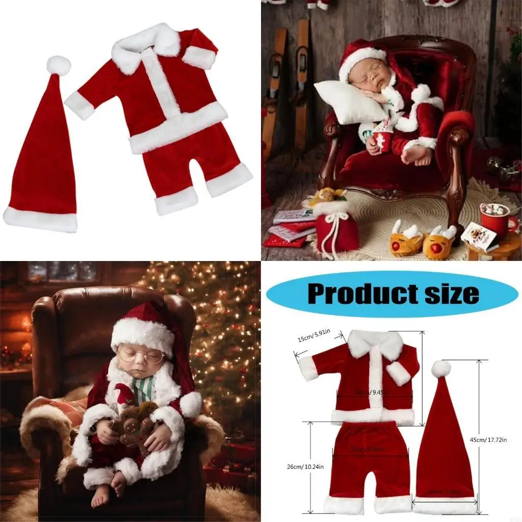 97BE Newborns Christmas Outfit Santa 3 Pieces Set Including Cosy Coat Long Sleeve & Pants and Hat for Festive Occasion
97BE Newborns Christmas Outfit Santa 3 Pieces Set Including Cosy Coat Long Sleeve & Pants and Hat for Festive Occasion