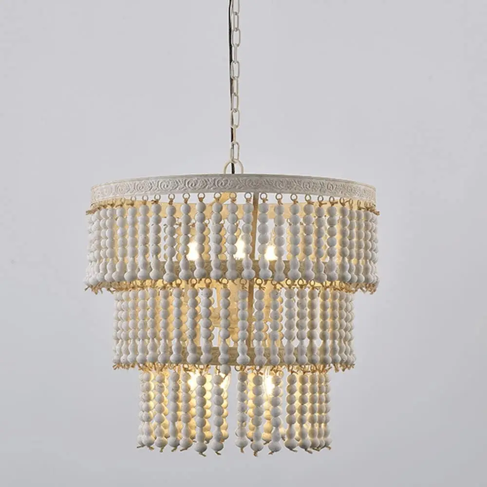 Classic Farmhouse Pendant Light Fixture Wood Beaded Basket Chandelier in Antique White Vintage Hanging Light for Kitchen
Classic Farmhouse Pendant Light Fixture Wood Beaded Basket Chandelier in Antique White Vintage Hanging Light for Kitchen
