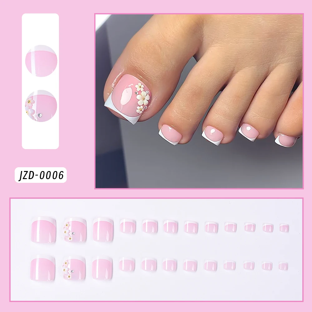 24Pcs(+Jelly Glue) Pink French Daisy Design Press On Toe Nails Short Square Rhinestones False Toe Nails Women Foot Toe Nail Tips
24Pcs(+Jelly Glue) Pink French Daisy Design Press On Toe Nails Short Square Rhinestones False Toe Nails Women Foot Toe Nail Tips