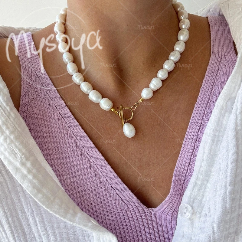 MYSOYA 10-11mm Large White Threaded Rice Pearl Necklace for Mom/ Girlfriend, Suitable for Wedding/ Mother's Day Gift A0502
MYSOYA 10-11mm Large White Threaded Rice Pearl Necklace for Mom/ Girlfriend, Suitable for Wedding/ Mother's Day Gift A0502