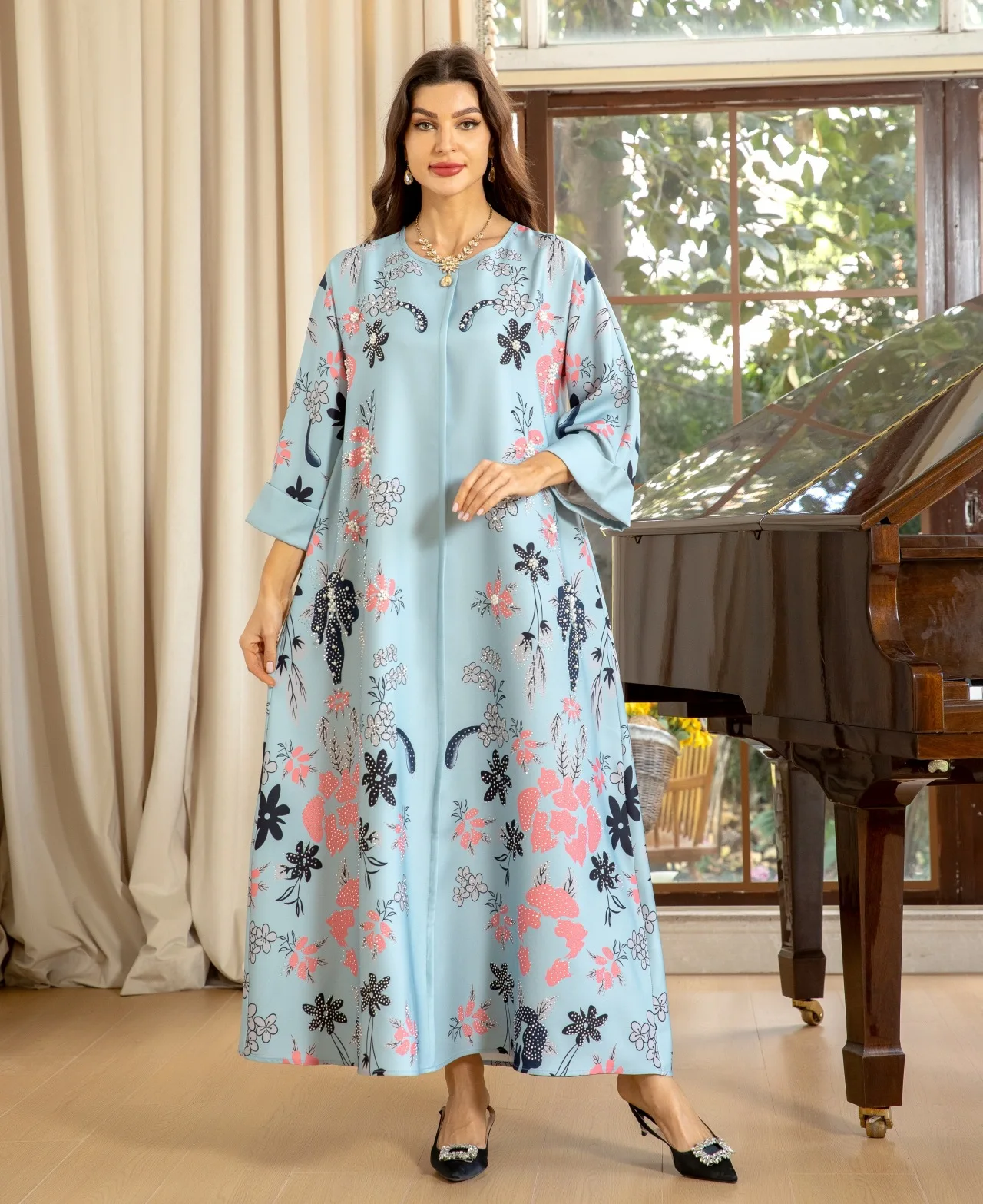 Eid Djellaba Women Muslim Print Maxi Dress Pearl Beads Abaya Dubai Turkey Kaftan Arab Robe Islam Jalabiya Caftan Marocain Femme
Eid Djellaba Women Muslim Print Maxi Dress Pearl Beads Abaya Dubai Turkey Kaftan Arab Robe Islam Jalabiya Caftan Marocain Femme